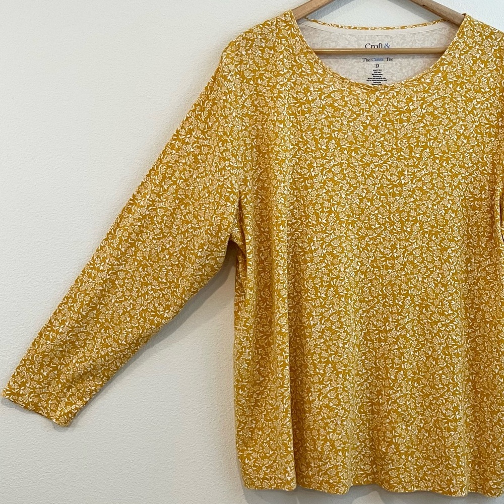 Croft & Barrow | Yellow Floral Long Sleeve Relaxed Blouse